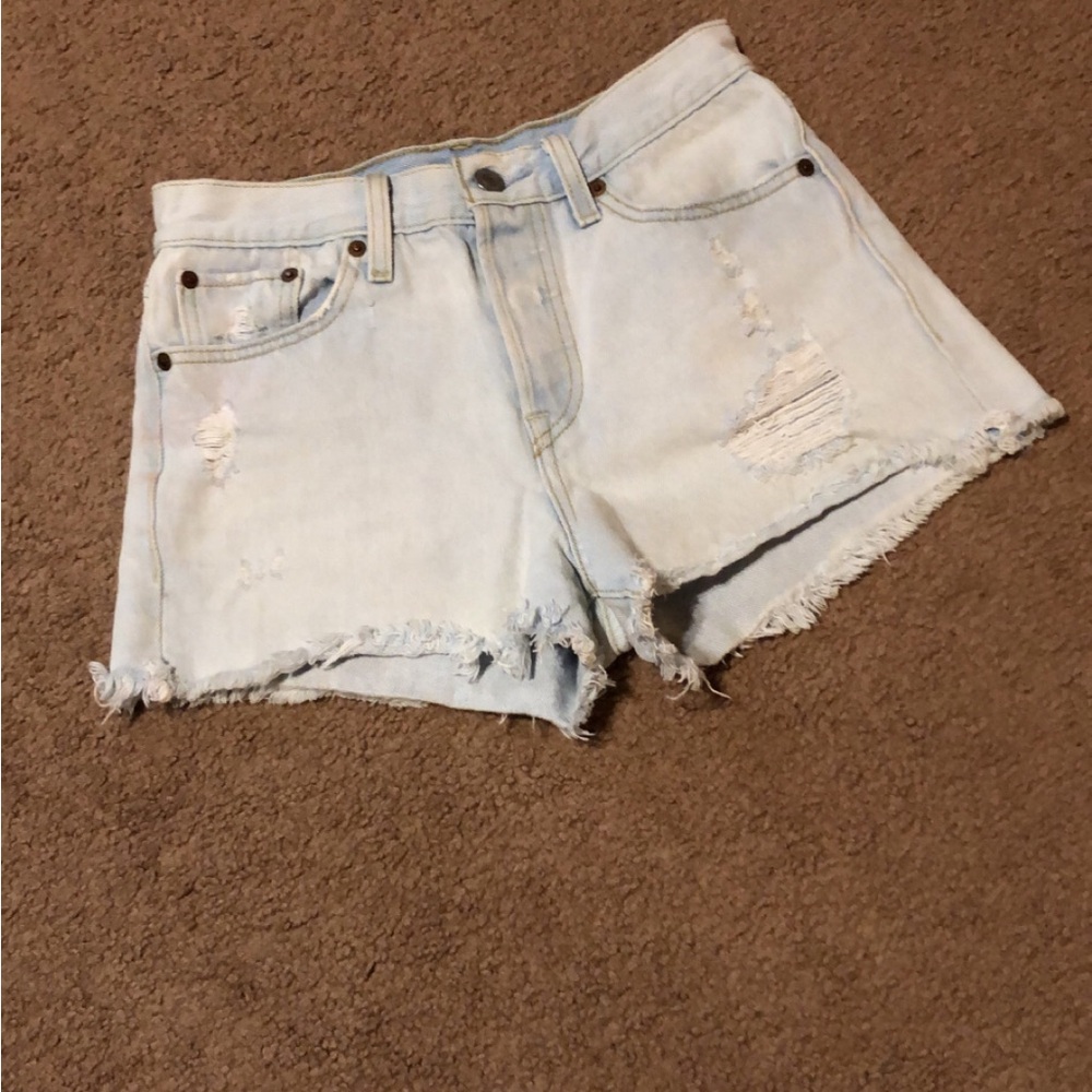 Levi's Light Blue Ripped Jean Shorts
